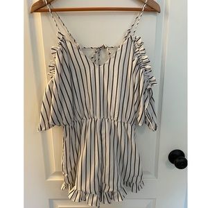 Striped romper.